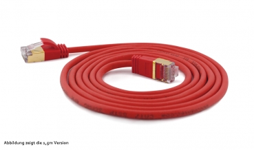 wantecWire slim, round SSTP Patchcord, d=4mm, CAT7 Cable, CAT6a Connector, Color: red, Length: 0,10m