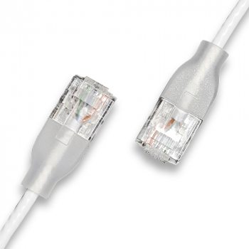 wantecWire eGlow, extra slim UTP Patch Cord CAT6a with Translucent Boot, OD=2,8mm, white, Length: 8,00 m