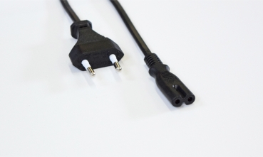 Power Cable 2x0,75², black, CEE7/16 Plug (Euro) to IEC C7 Plug, CE, RoHS, 0,2m