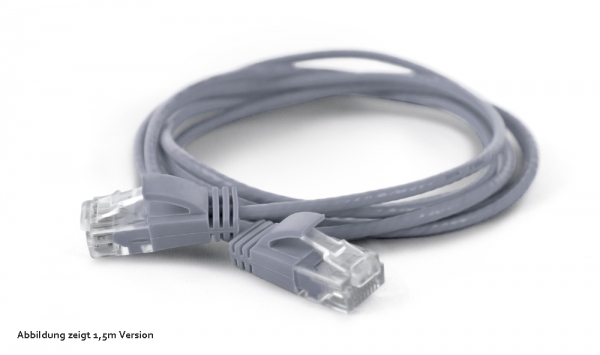 wantecWire extra dünnes UTP Patchkabel CAT6a, d=2,8mm, grau, Länge: 3,00 m