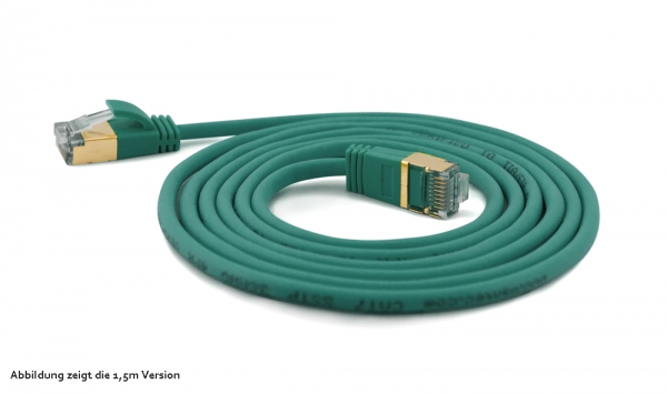 wantecWire slim, round SSTP Patchcord, d=4mm, CAT7 Cable, CAT6a Connector, Color: green, Length: 5,00m