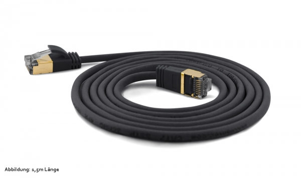 wantecWire dünnes, rundes SSTP Patchkabel mit CAT7 Kabel, Stecker CAT6a, d=4mm, schwarz, Länge: 2,00 m
