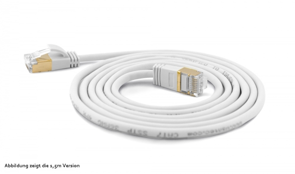wantecWire slim, round SSTP Patchcord, d=4mm, CAT7 Cable, CAT6a Connector, Color: white, Length: 0,25m