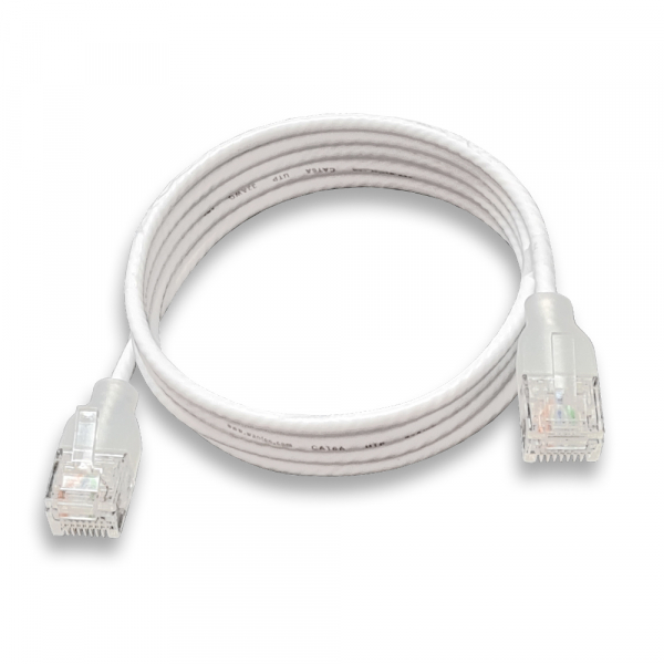 wantecWire eGlow, extra slim UTP Patch Cord CAT6a with Translucent Boot, OD=2,8mm, white, Length: 8,00 m