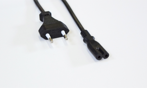 Power Cable 2x0,75², black, CEE7/16 Plug (Euro) to IEC C7 Plug, CE, RoHS, 0,75m