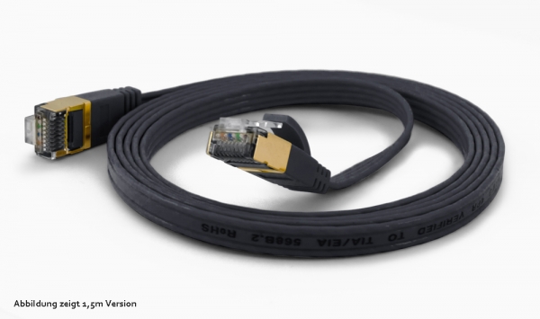 wantecWire extreme flat FTP Patchcord, 1.9x7mm, CAT6a, Color: schwarz, Length: 1,00m