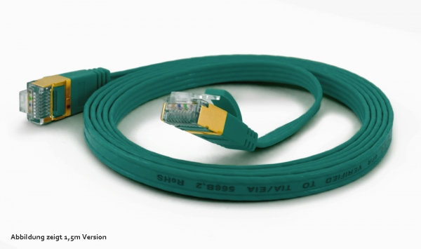wantecWire extreme flat FTP Patchcord, 1.9x7mm, CAT6a, Color: green, Length: 1,00m