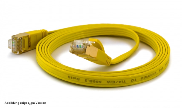 wantecWire extreme flat FTP Patchcord, 1.9x7mm, CAT6a, Color: yellow, Length: 7,00m