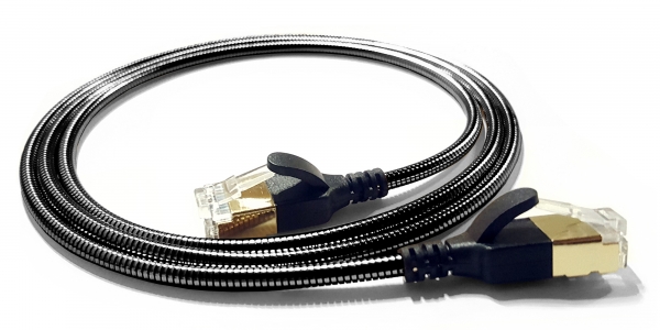wantecWire armored, FTP Patchkabel CAT6a, mit Edelstahlmantel, d=3,8mm, anthrazit, Länge 1,0m